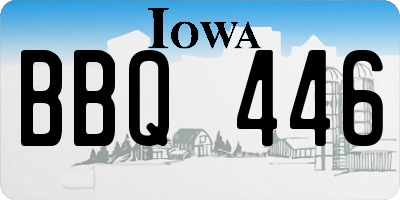 IA license plate BBQ446