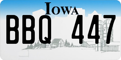 IA license plate BBQ447