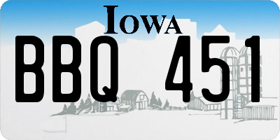 IA license plate BBQ451