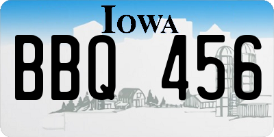 IA license plate BBQ456