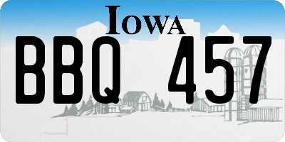 IA license plate BBQ457