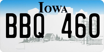 IA license plate BBQ460