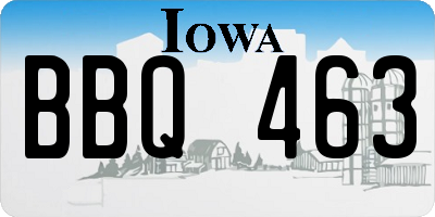 IA license plate BBQ463