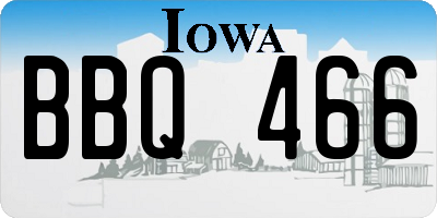 IA license plate BBQ466
