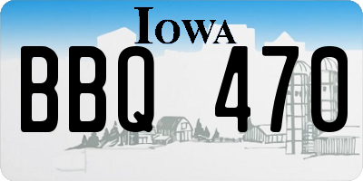 IA license plate BBQ470