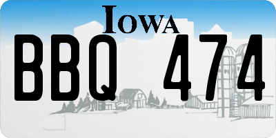 IA license plate BBQ474