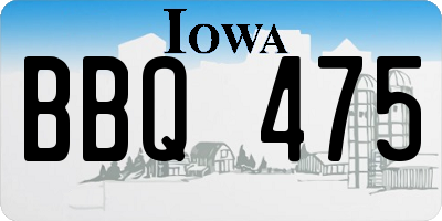 IA license plate BBQ475