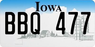 IA license plate BBQ477