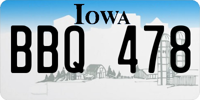 IA license plate BBQ478