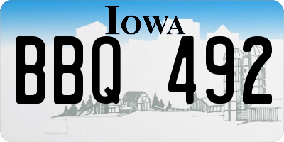 IA license plate BBQ492