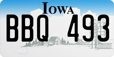 IA license plate BBQ493