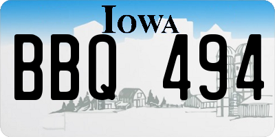 IA license plate BBQ494