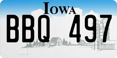 IA license plate BBQ497