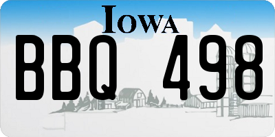 IA license plate BBQ498