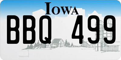 IA license plate BBQ499