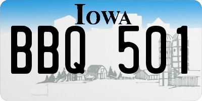 IA license plate BBQ501