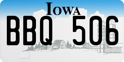 IA license plate BBQ506
