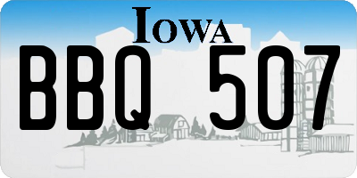 IA license plate BBQ507