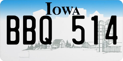 IA license plate BBQ514
