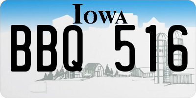 IA license plate BBQ516