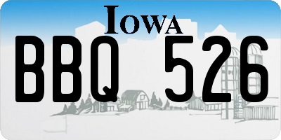 IA license plate BBQ526