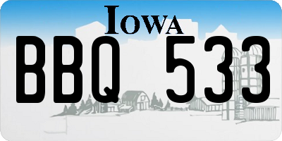 IA license plate BBQ533