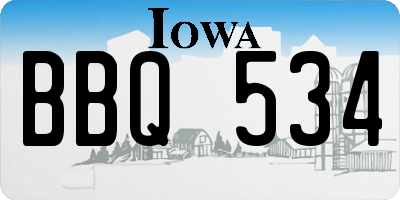 IA license plate BBQ534