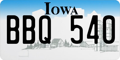 IA license plate BBQ540