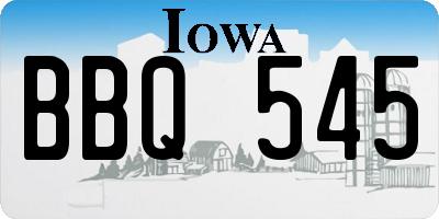 IA license plate BBQ545