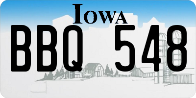 IA license plate BBQ548