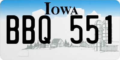 IA license plate BBQ551