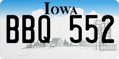 IA license plate BBQ552