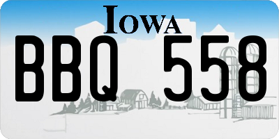 IA license plate BBQ558