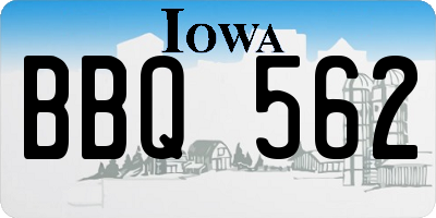 IA license plate BBQ562