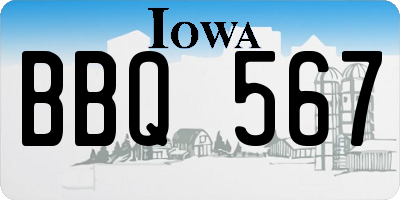 IA license plate BBQ567