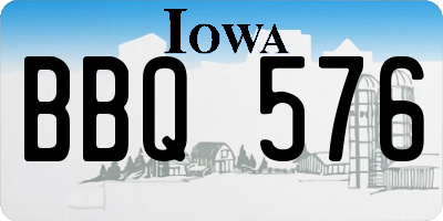 IA license plate BBQ576
