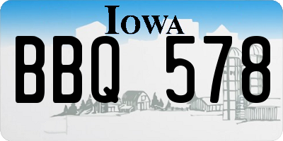 IA license plate BBQ578