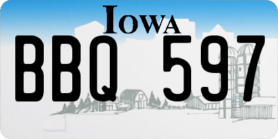 IA license plate BBQ597