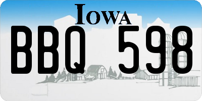 IA license plate BBQ598