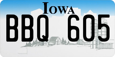 IA license plate BBQ605