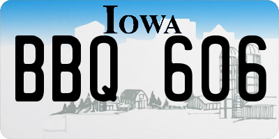 IA license plate BBQ606