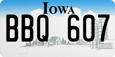 IA license plate BBQ607