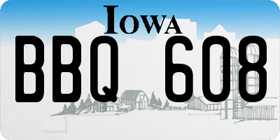 IA license plate BBQ608