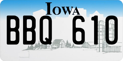 IA license plate BBQ610