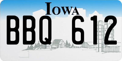 IA license plate BBQ612