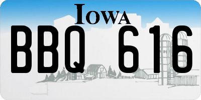IA license plate BBQ616