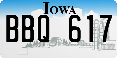 IA license plate BBQ617