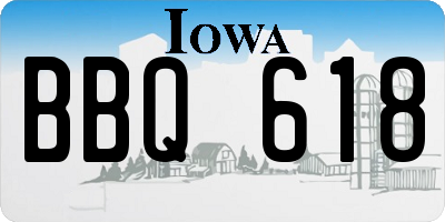 IA license plate BBQ618
