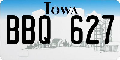 IA license plate BBQ627