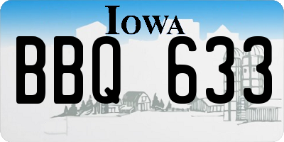IA license plate BBQ633